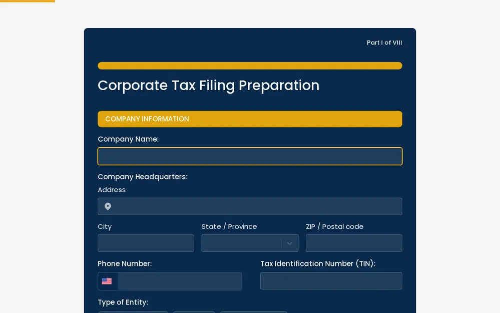Corporate Tax Filing Preparation Form Template template image