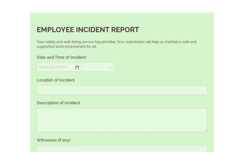 Employee Incident Report Form Template template image