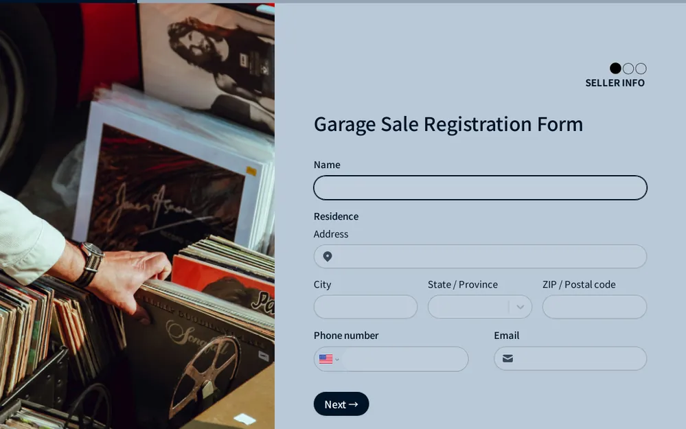 Garage Sale Registration Form Template template image