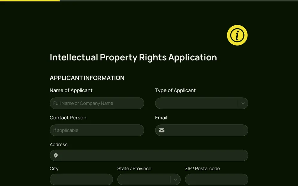Intellectual Property Rights Application Form  Templat template image