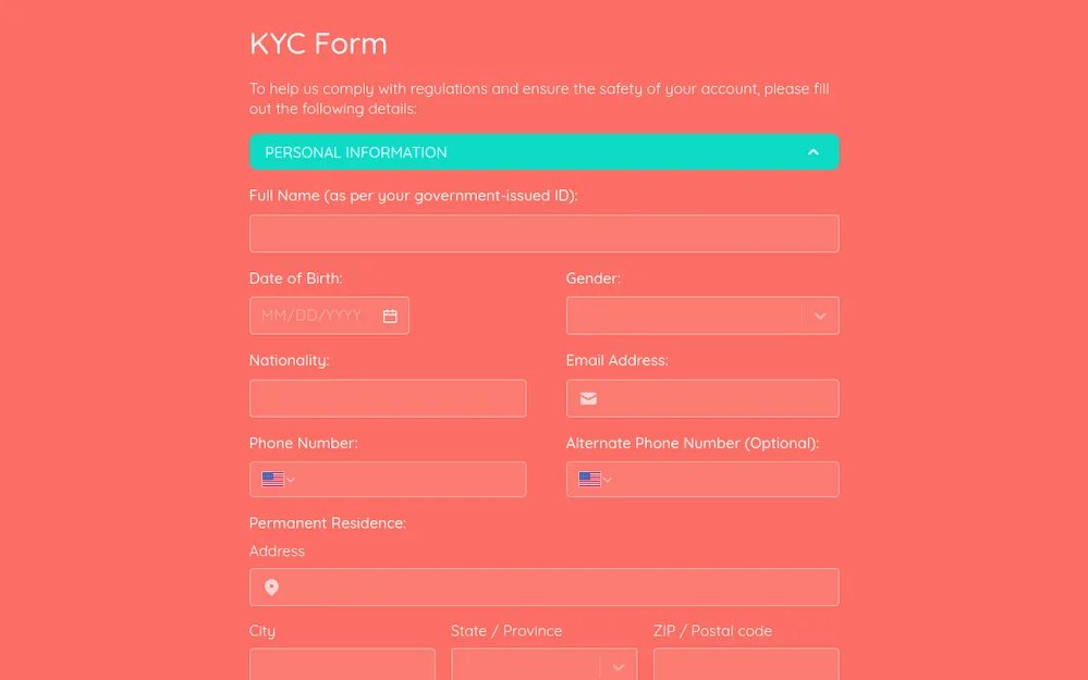 KYC (Know Your Customer) Form Template template image