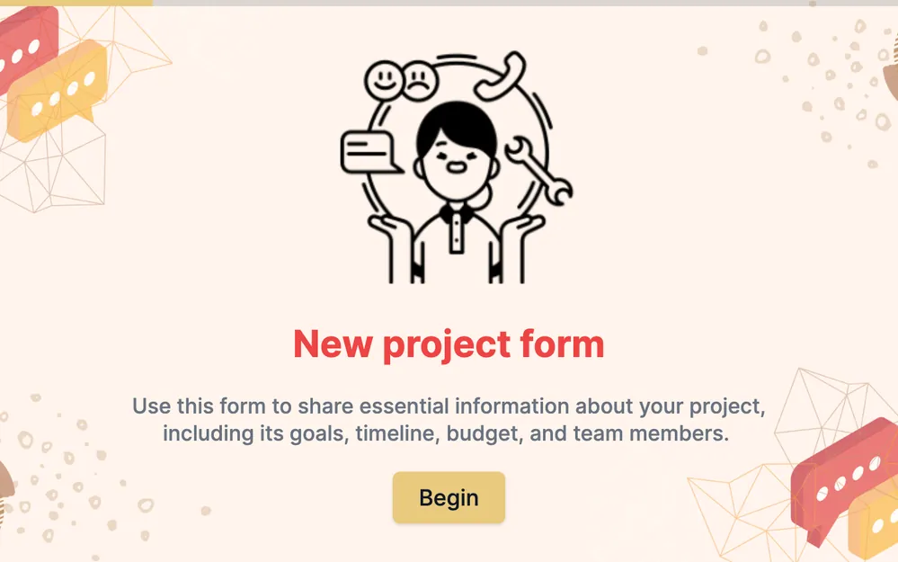 New Project Form Template template image