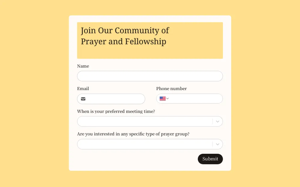 Prayer Signup Form Template template image