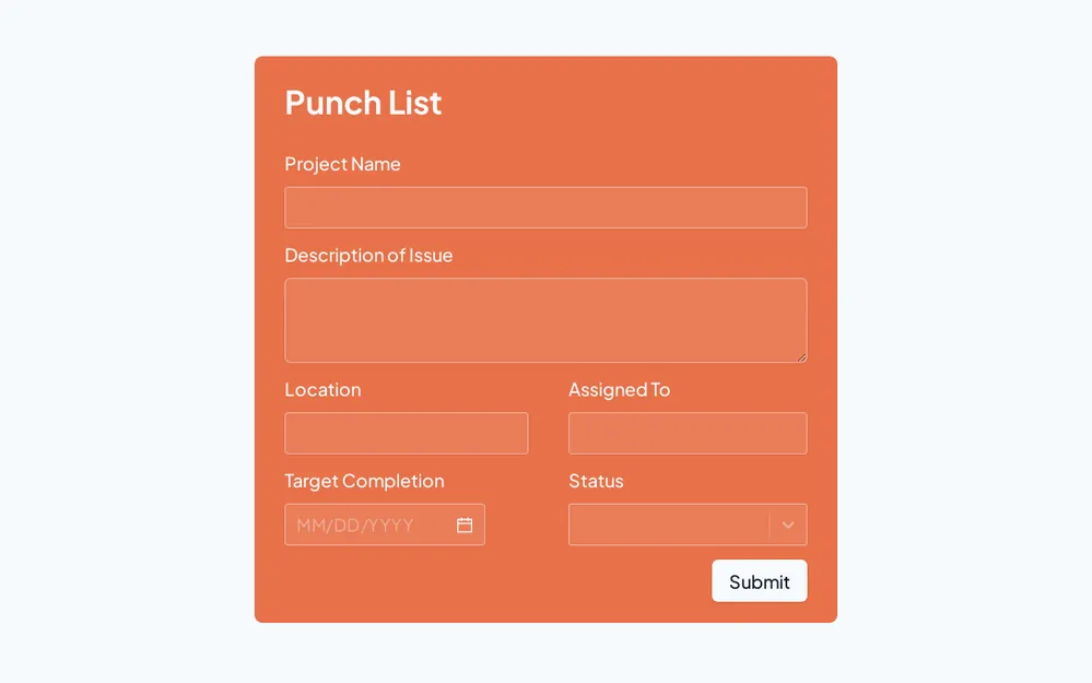 Punch List Form Template template image