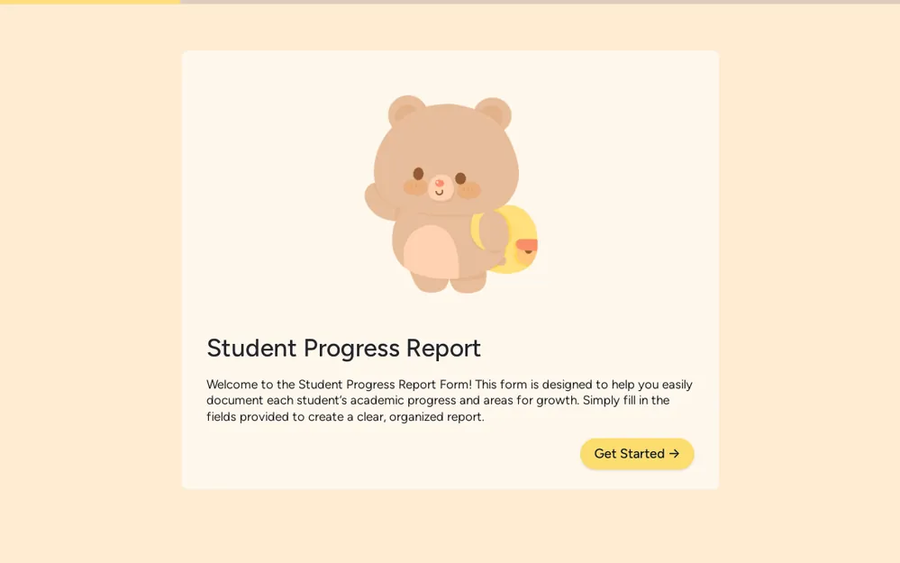 Student Progress Report Form Template template image