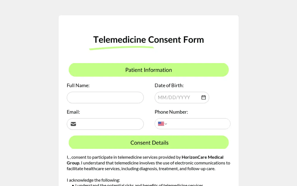 Telemedicine Consent Form Template template image