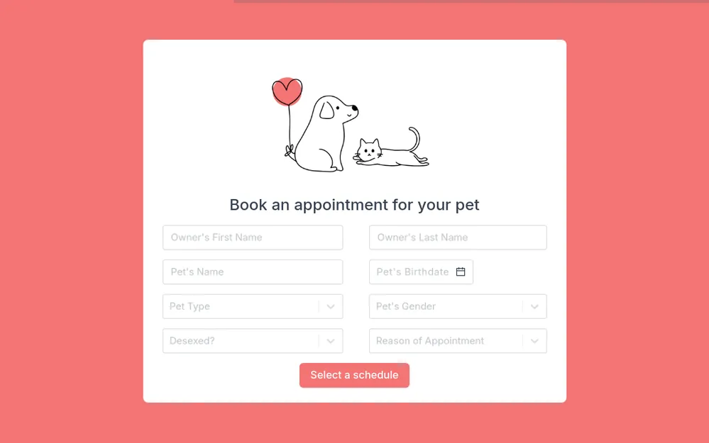 Veterinarian Appointment Form template image