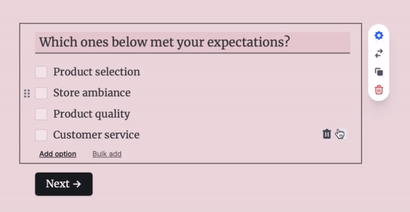 Reorder checkboxes