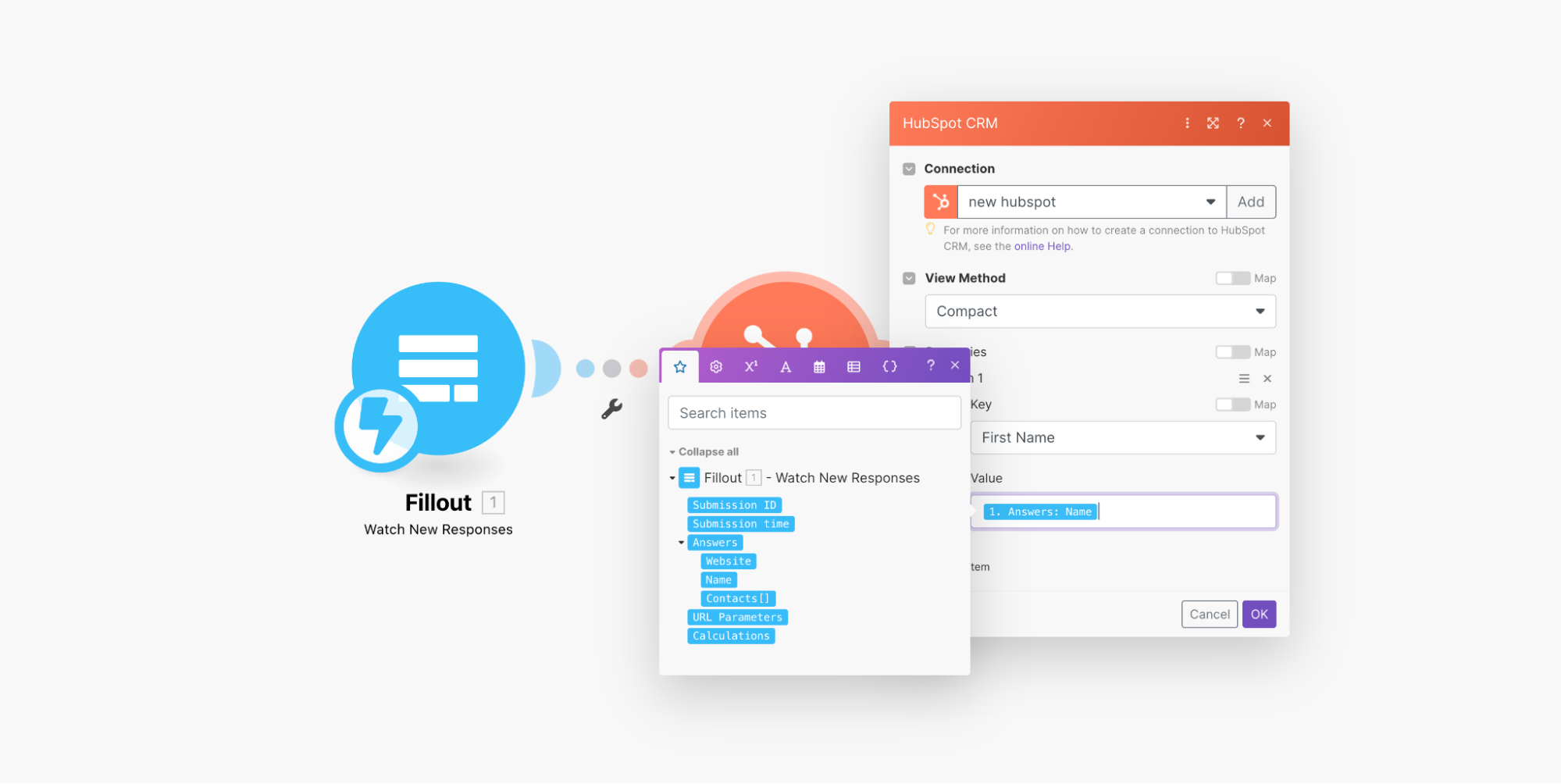A Make automation can add new contacts every time a Fillavo form is filled out