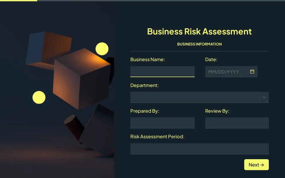 Business Risk Assessment Form Template template preview