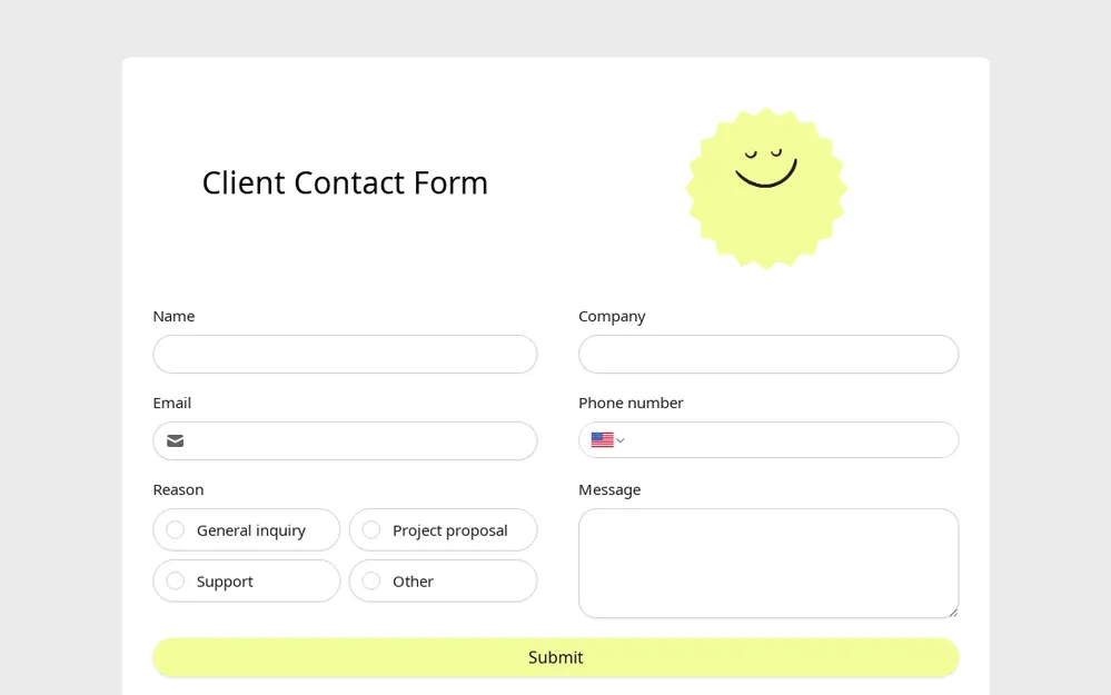 Client Contact Form Template template preview