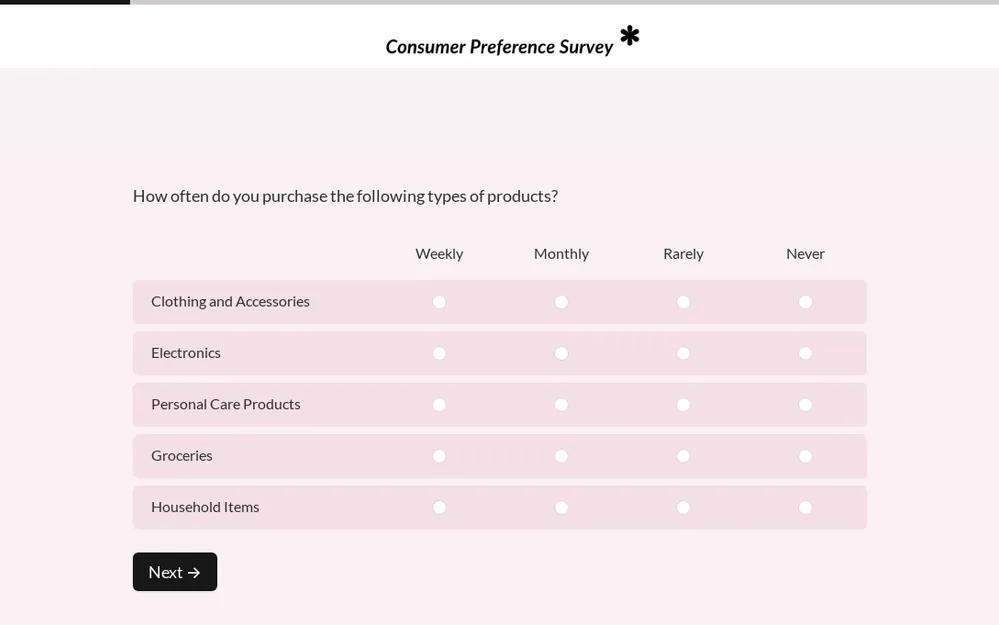 Consumer Preference Survey Template template preview