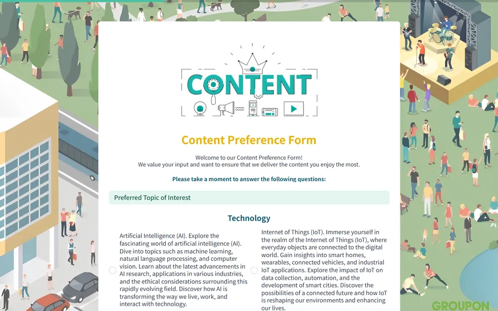Content Preference Form Template template preview