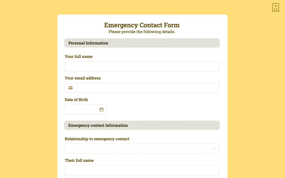 Emergency Contact Form Template template preview