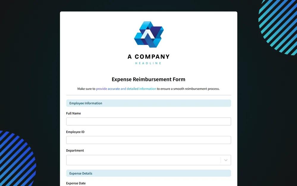 Expense Reimbursement Form Template template preview