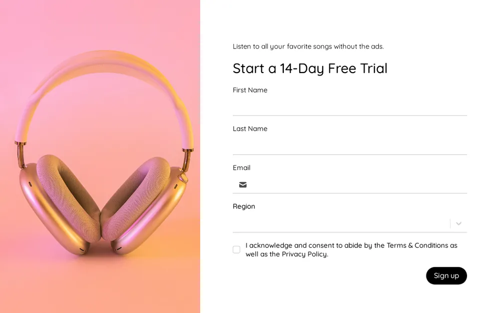 Free Trial Signup Form Template template preview