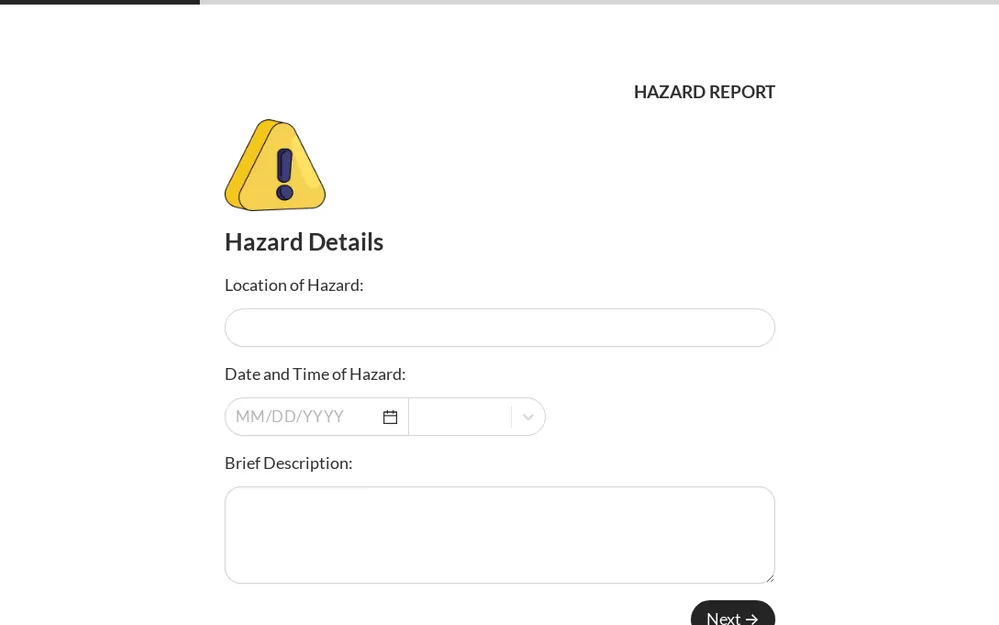 Hazard Report Form Template template preview