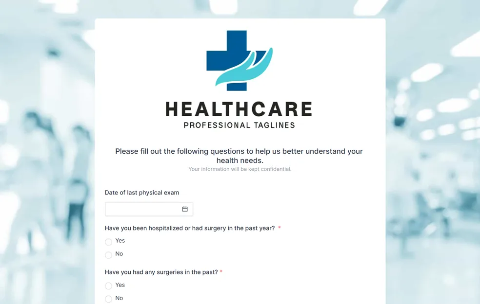 Formulario de historial médico template preview