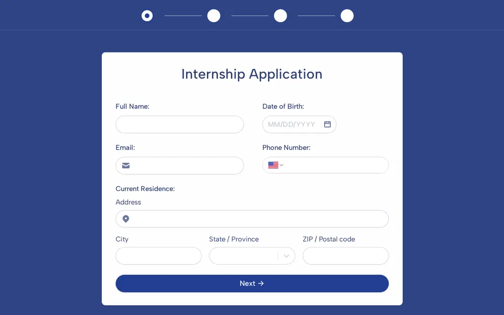 Internship Application Form Template template preview