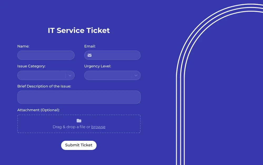 IT Service Ticket Form Template template preview