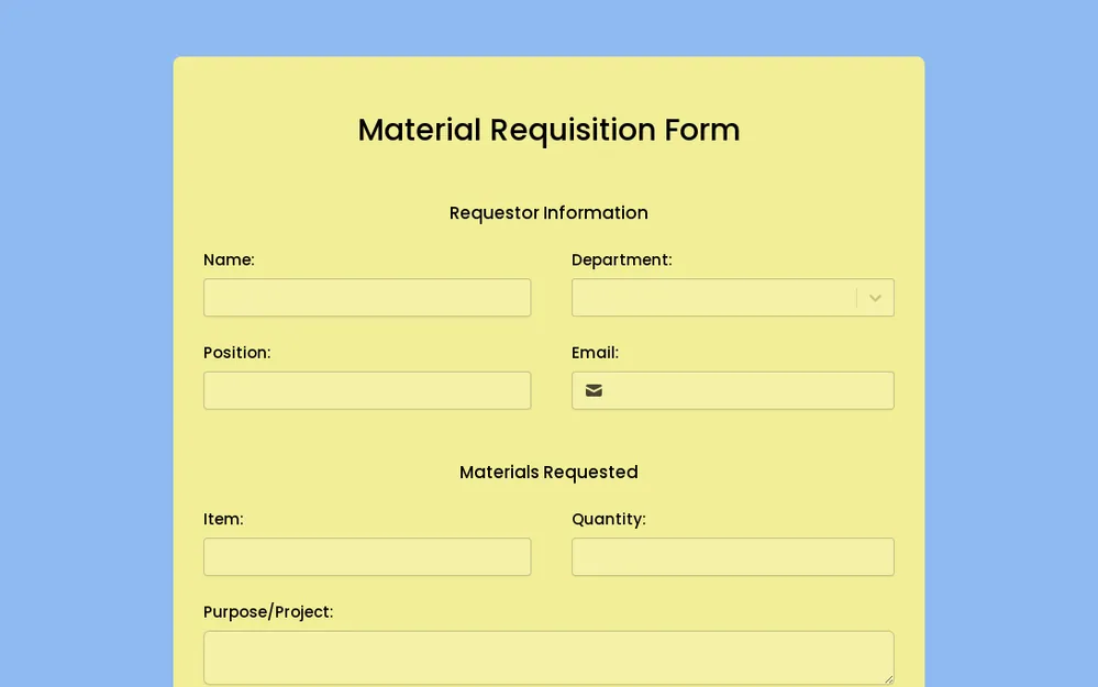 Material Requisition Form (MRF) Template template preview