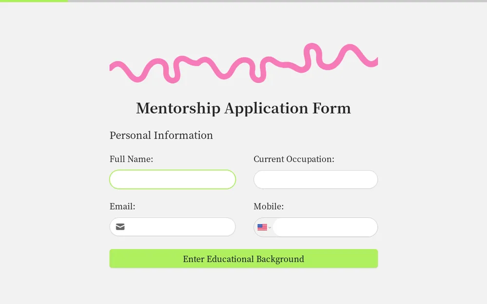 Mentorship Application Form Template template preview