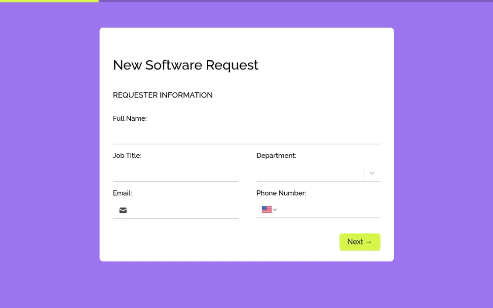 New Software Request Form Template template preview