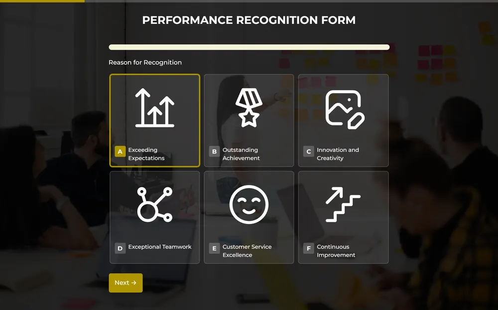 Performance Recognition Form Template template preview