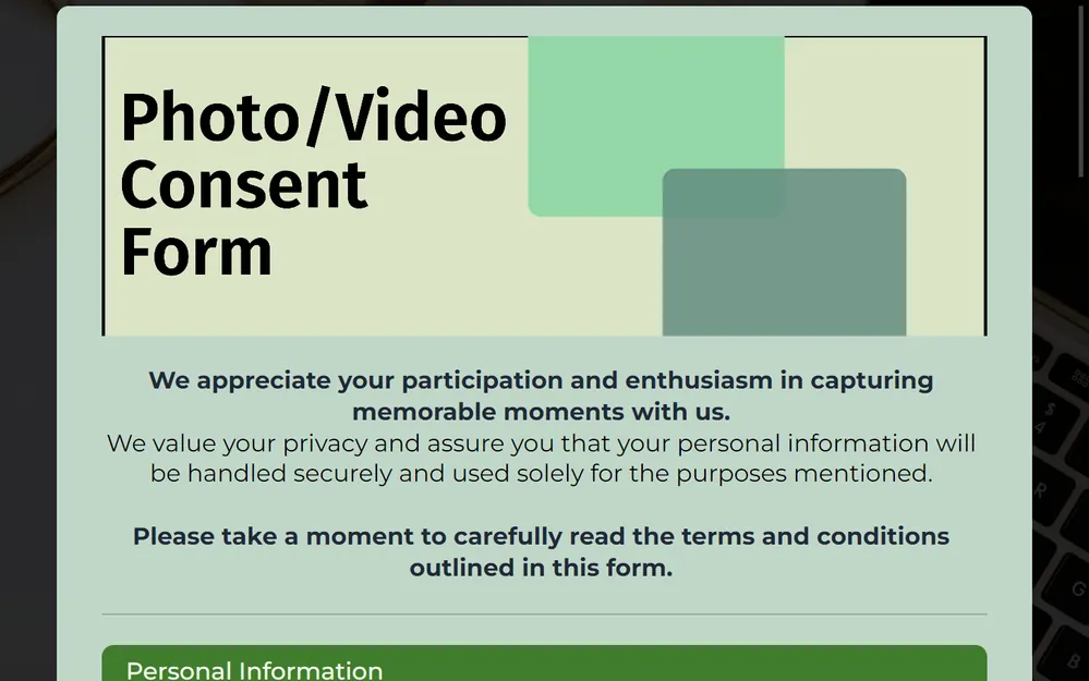 Photo/Video Release Consent Form Template template preview