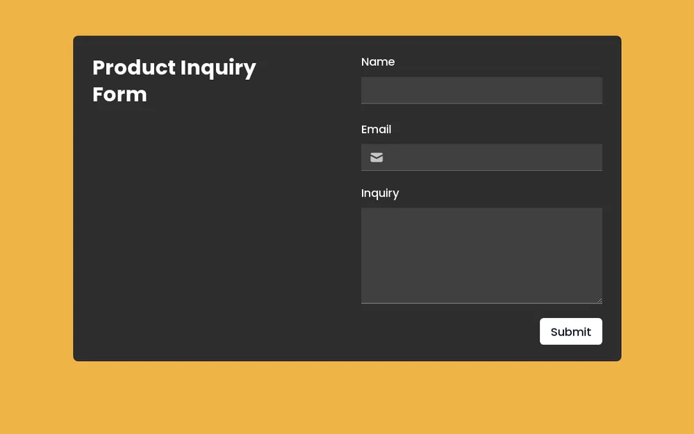 Product Inquiry Form Template template preview
