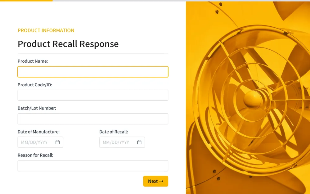 Product Recall Response Form Template template preview