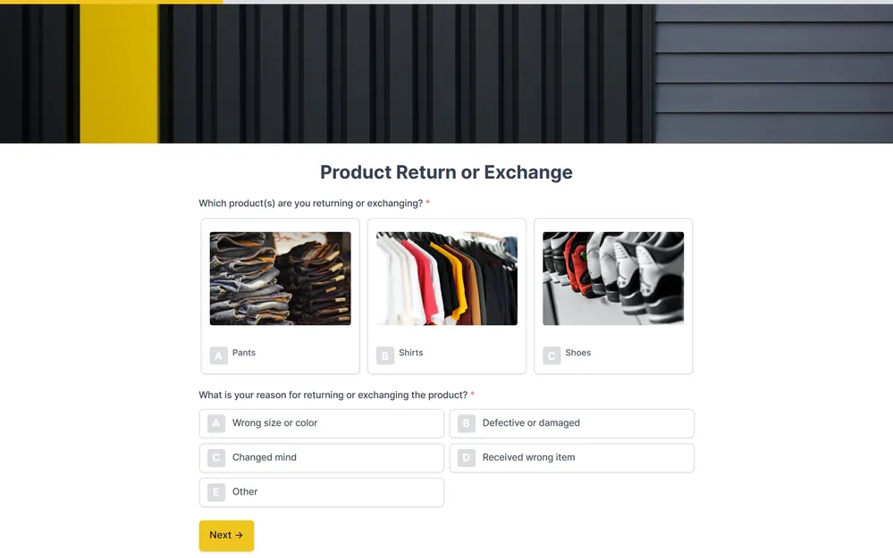 Product Return or Exchange Form Template template preview