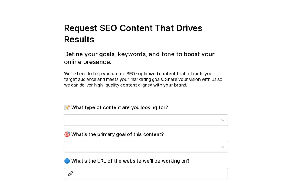 SEO Content Request Form Template template preview