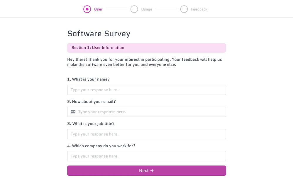 Software Survey Template template preview