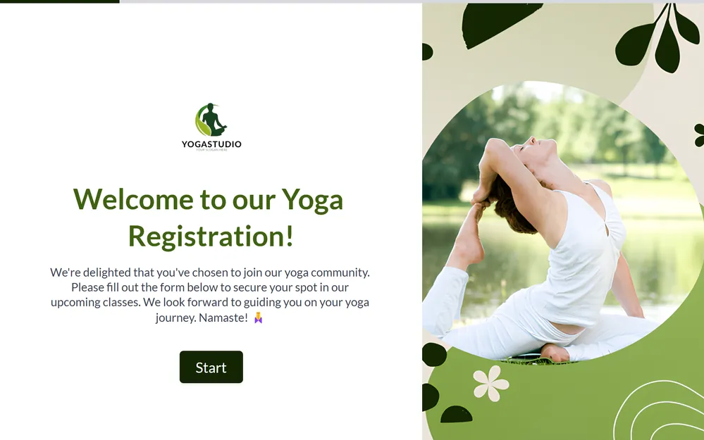 Yoga Registration Form Template template preview
