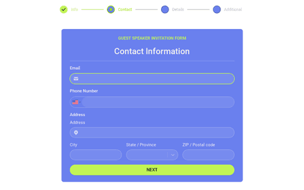 Contact form page preview