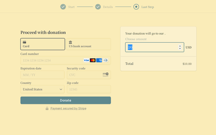 Payment form page preview