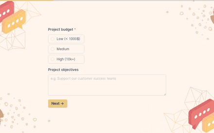 Budget form page preview