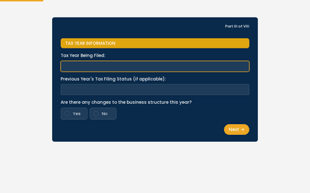 Tax Year form page preview