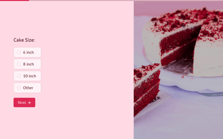Cake Size form page preview