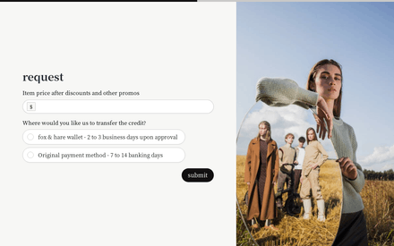 Refund form page preview