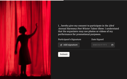 Consent form page preview
