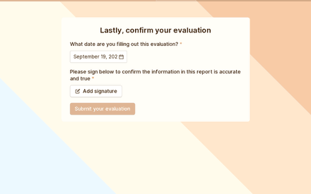 Evaluation information form page preview