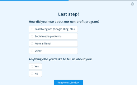 Submission form page preview