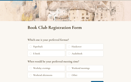 Preferences form page preview