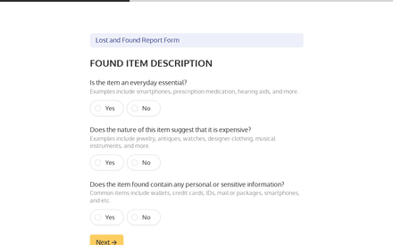 Found Description form page preview