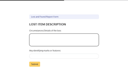 Lost Description form page preview