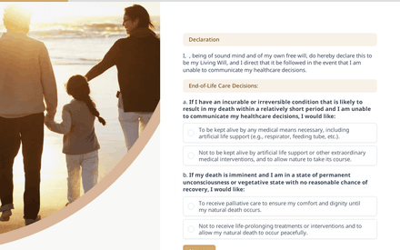 End of Life Care Decisions form page preview