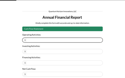 Cash Flow form page preview