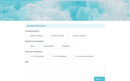 Lifestyle form page preview